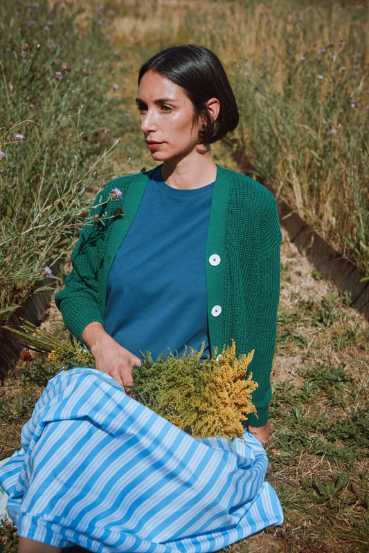MATE COTTON ADULT CARDIGAN Herbe Verte