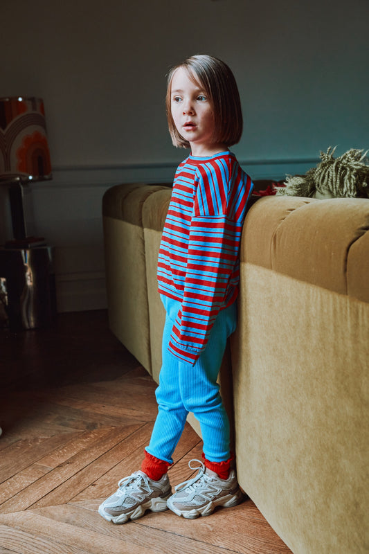 T-SHIRT OOLONG KIDS Rayures Bleues et Rouges