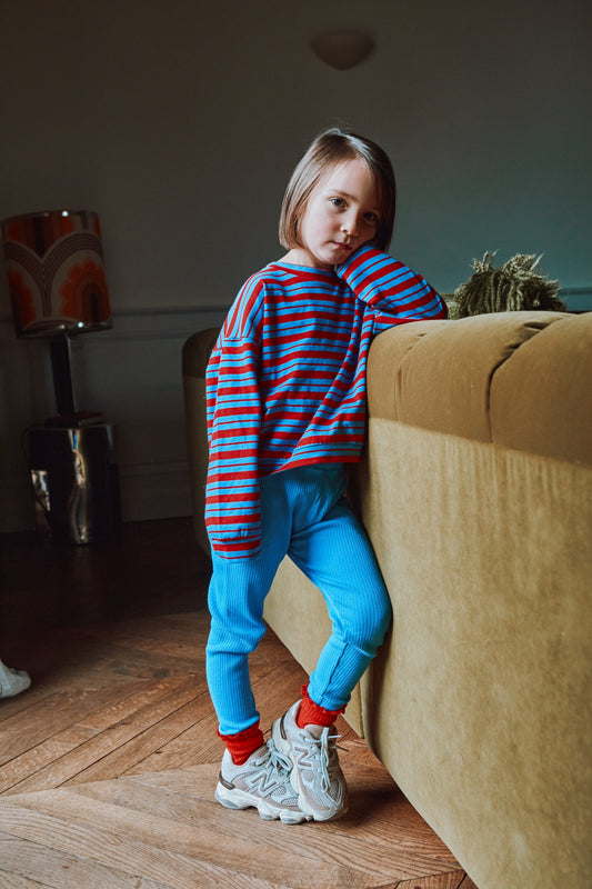 T-SHIRT OOLONG KIDS Rayures Bleues et Rouges