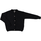 Cardigan femme Pétale en laine recyclée et fils écologiques – Speckled Black | Poudre Organic 1