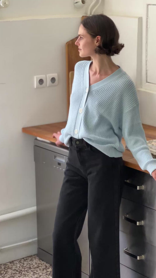 MATE COTTON ADULT CARDIGAN Bleu Ciel