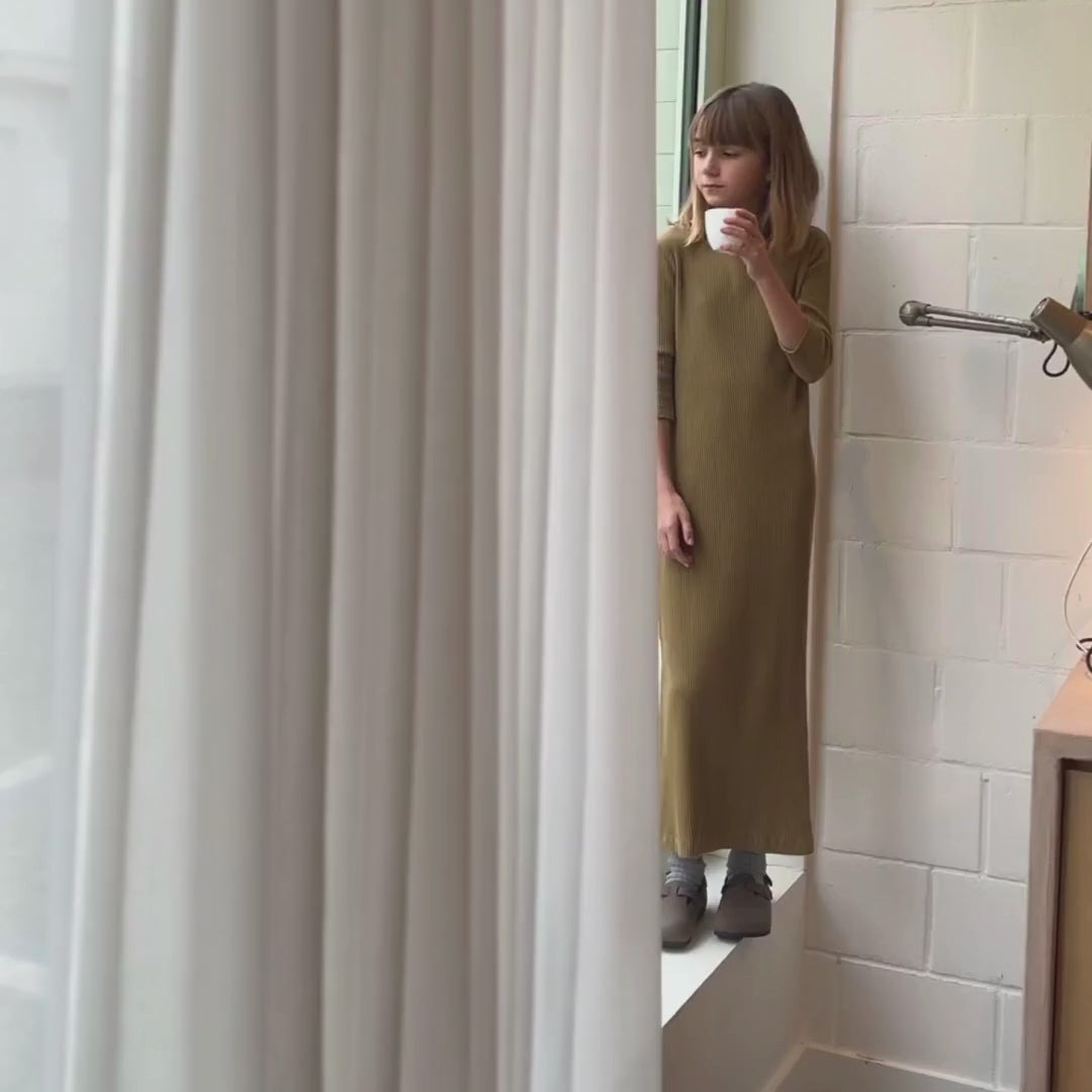 Robe kids Orchidée côtelée en coton bio – Dull gold | Poudre Organic 5