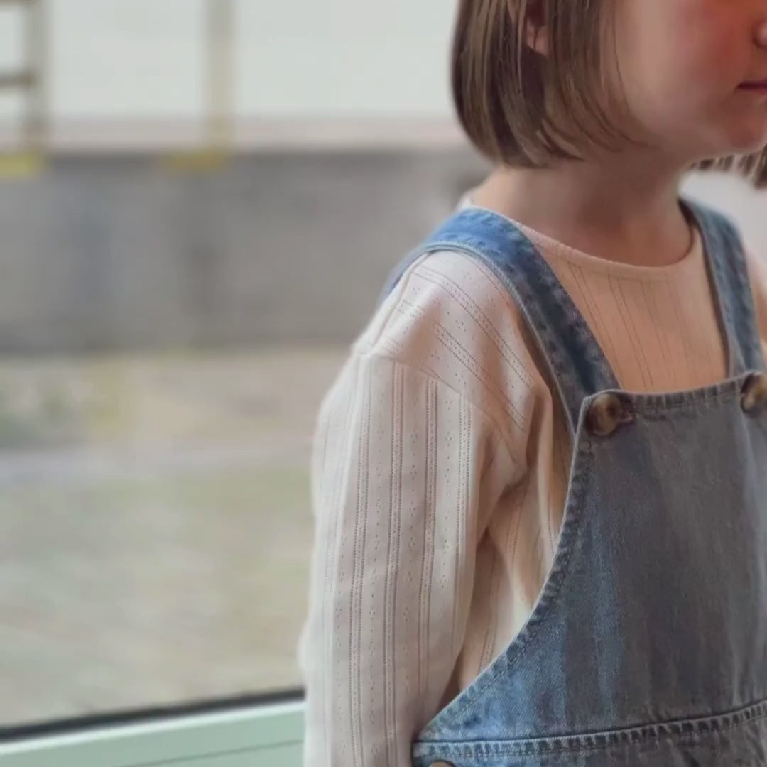 T-shirt kids Olive en maille pointelle coton bio – Ecru | Poudre Organic 5