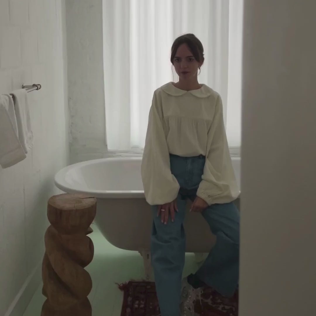 Blouse femme Amsonia en coton bio – Egret | Poudre Organic 4