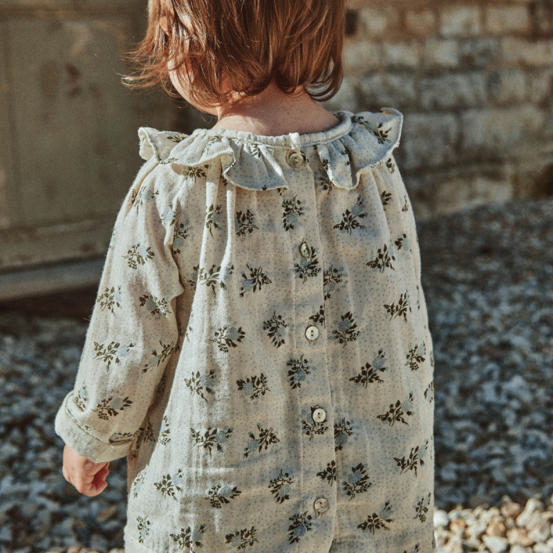 BLOUSE CHARME • [Fleurs-Blue-Fog]