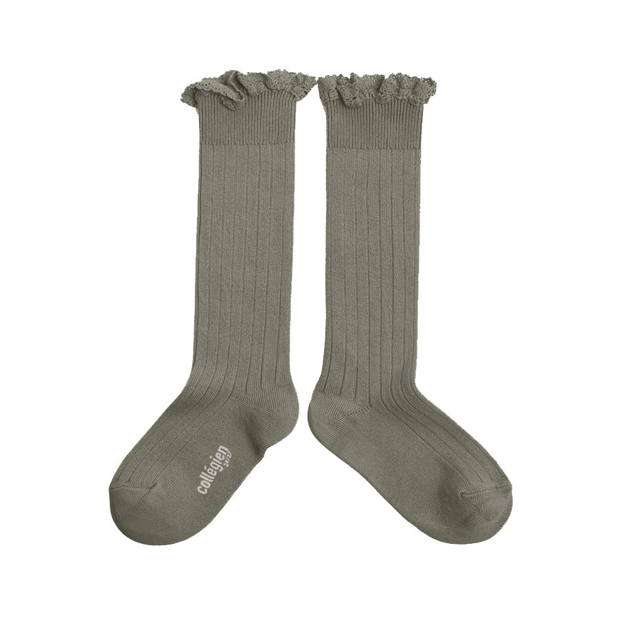 CHAUSSETTES JOSEPHINE à dentelles [Sauge]
