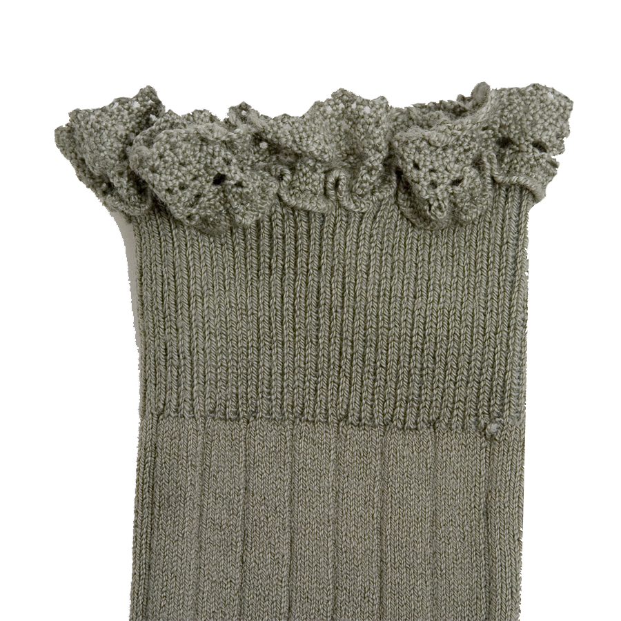 CHAUSSETTES JOSEPHINE à dentelles [Sauge]