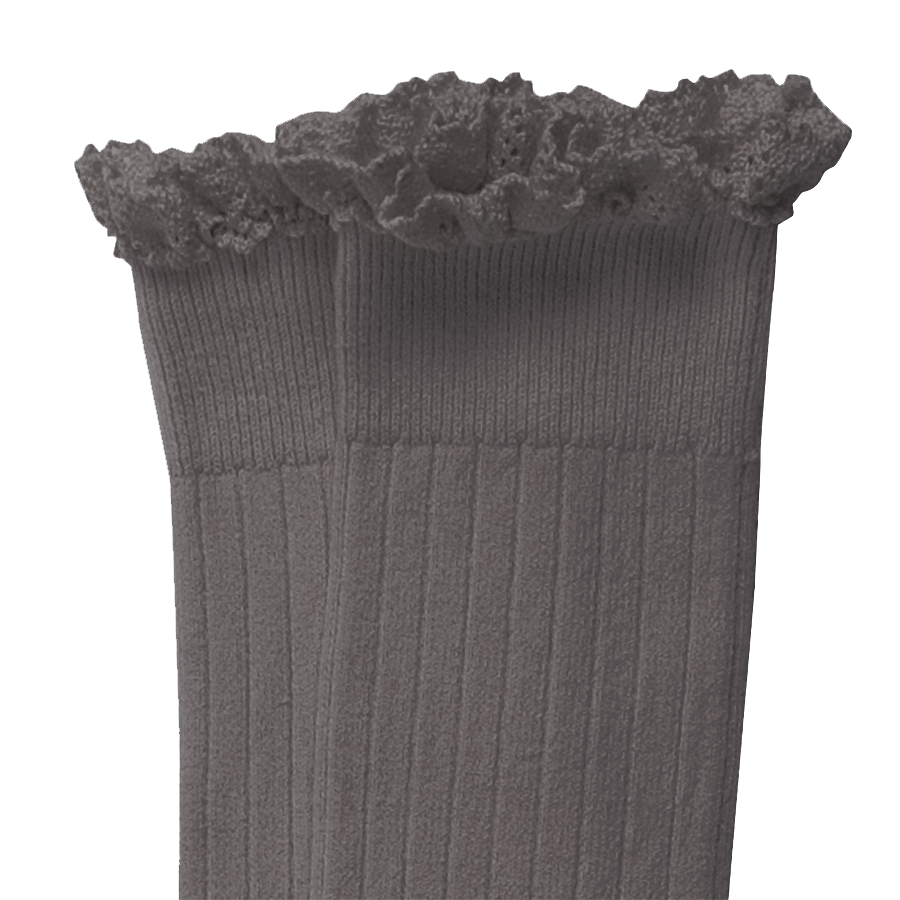 CHAUSSETTES JOSEPHINE à dentelles [Gris Galet]