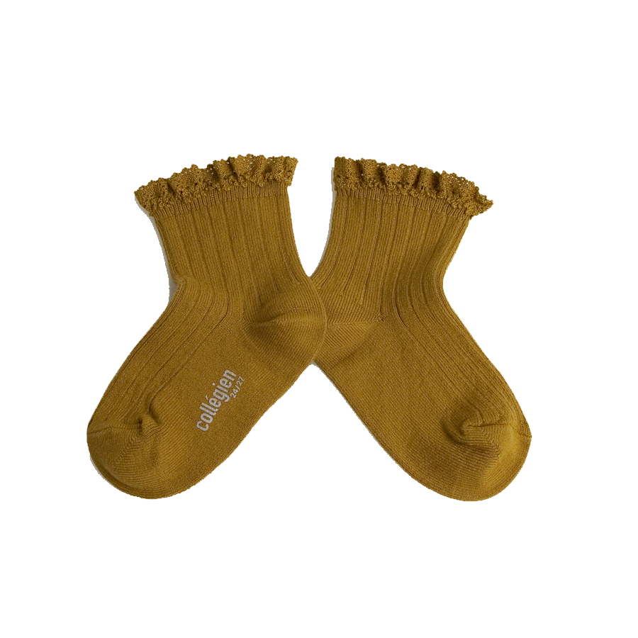 CHAUSSETTES LILI à dentelles [Moutarde]
