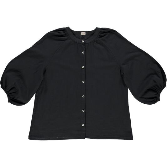 Blouse femme Onagre en gaze de coton bio – Pirate black | Poudre Organic 1