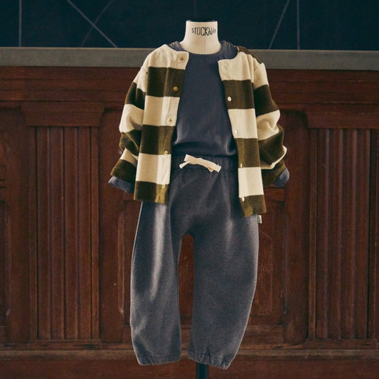 Pantalon kids Cannelle en molleton coton bio – Anthracite | Poudre Organic 2